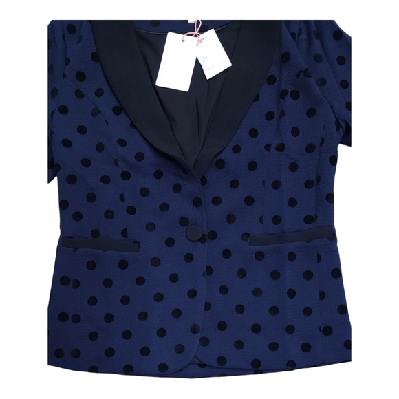 Blue Women Jacket with polka Dots - Picture 8 of 10